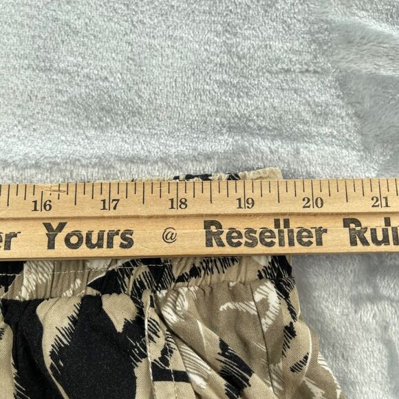 Royalty For Me Pants Womens Large Tan Tropical Leaf Wide Straight Leg Rayon - Picture 8 of 16